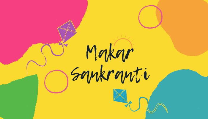 "Illustration of a colorful kite in celebration of Makar Sankranti, a Hindu festival."