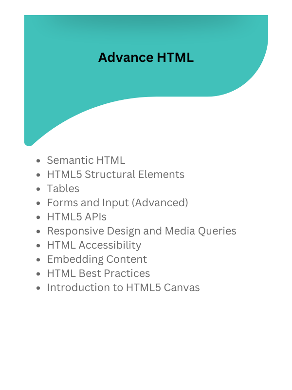 HTML Advanced syllabus
