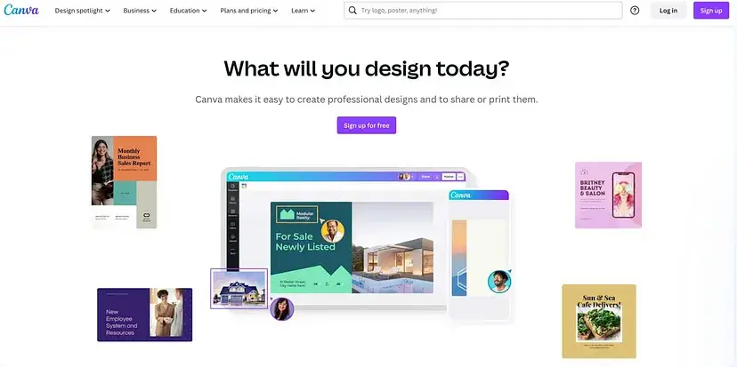 Canva homepage with AI enhancements